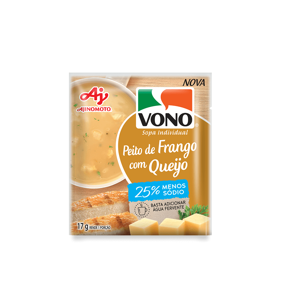 embalagem de VONO Peito de Frango com Queijo menos sódio