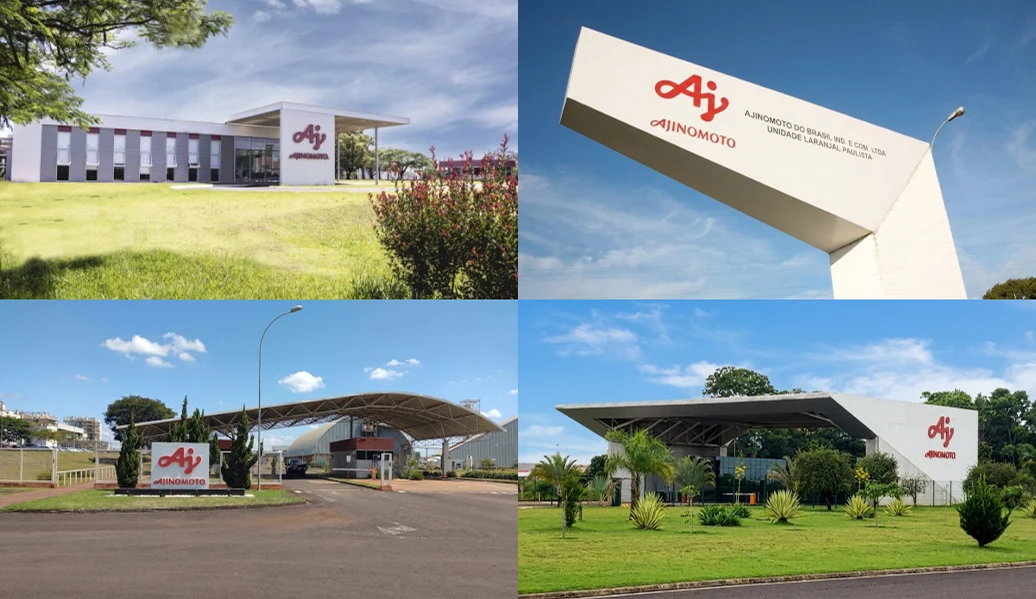 Fotos das fachadas das fábricas da Ajinomoto no Brasil