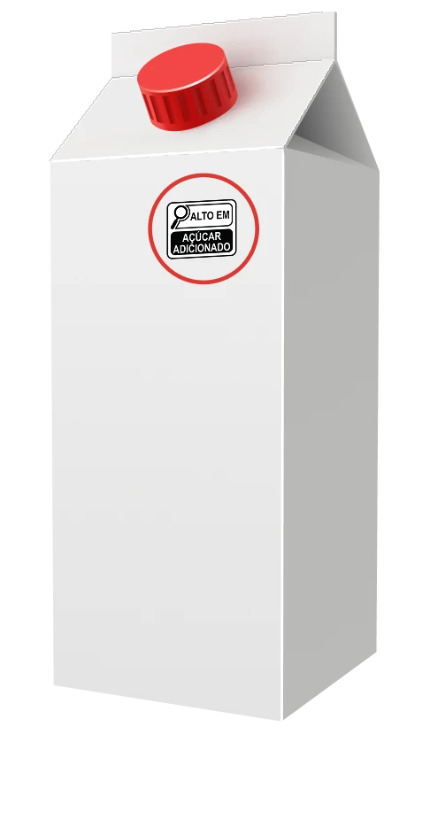 Embalagem de leite com o selo da lupa