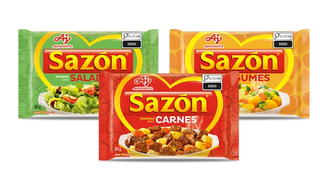 Embalagens variadas do produto Sazón