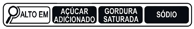 Selo da lupa "Alto em açúcar adicionado, gordura saturada e sódio"